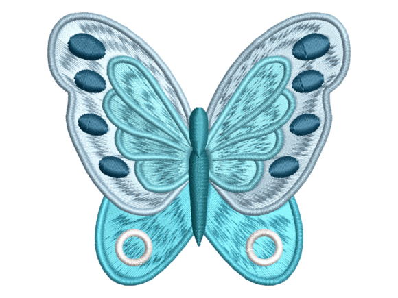 Elegant Blue Butterfly Embroidery