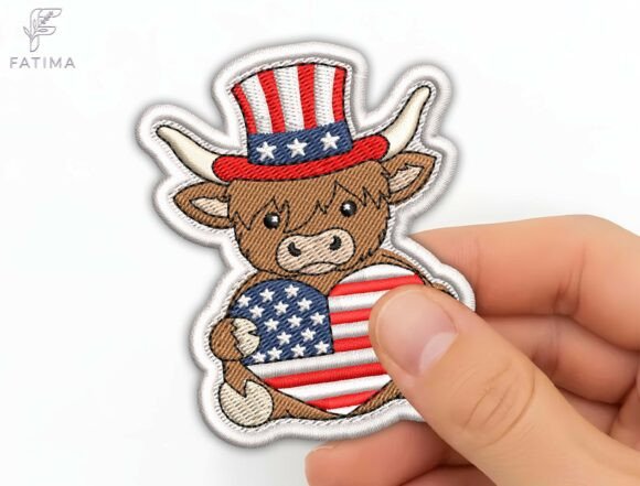Patriotic Highland Cow Patch Embroidery Review